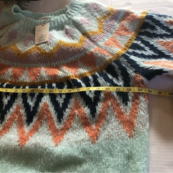 A New Day Woman’s Mint Green Fair Isle Crew Neck Pullover Sweater Plus Size 1X - Picture 14 of 14
